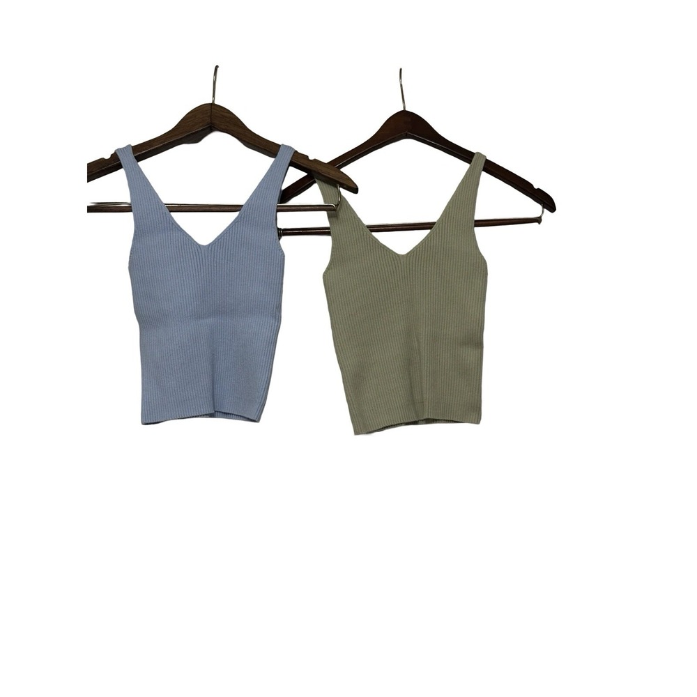 Set of 2 Knit Crop Top Sweater Knit Tank Size Small Festival Fairycore Boho